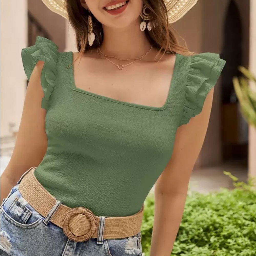 White Ruffle Sleeve Top - Picture 5 of 16